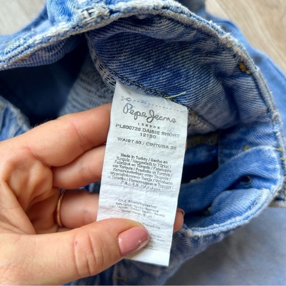 Pepe Jeans Daisie Blue Medium Wash High-Waisted Denim Shorts - Picture 4 of 6
